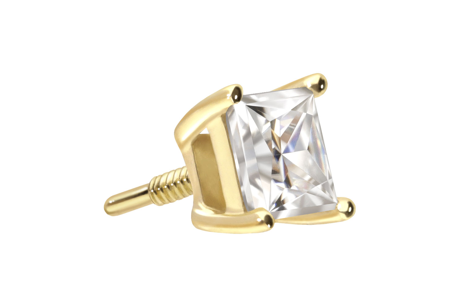 14 Karat Gold Schraubaufsatz mit Außengewinde MOISSANIT-QUADRAT von Piercingline